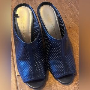 Christian Siriano Black Peep Toe Wedges Size 7